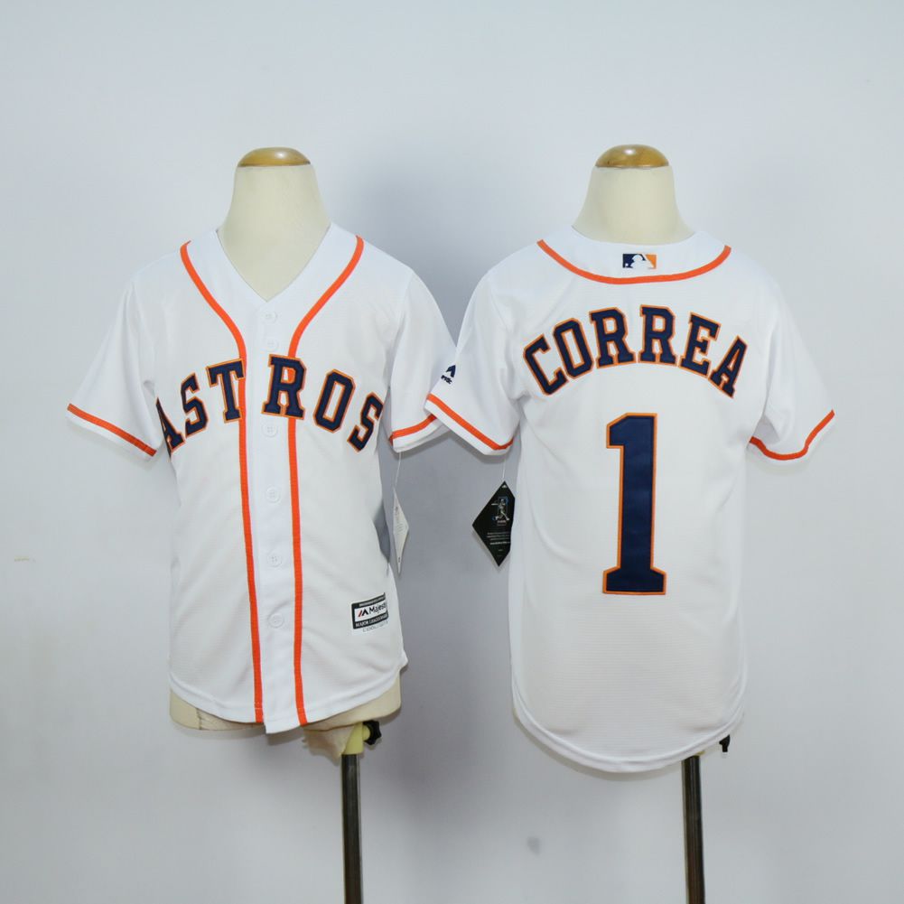 Youth Houston Astros #1 Correa White MLB Jerseys->youth mlb jersey->Youth Jersey